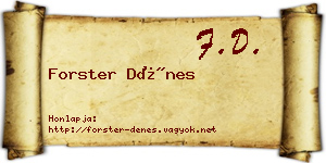 Forster Dénes névjegykártya