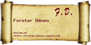 Forster Dénes névjegykártya
